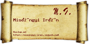 Misángyi Irén névjegykártya